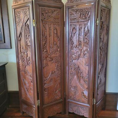 Carved wooden screen 