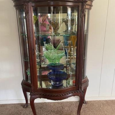 Antique Rounded Glass Curio Cabinet