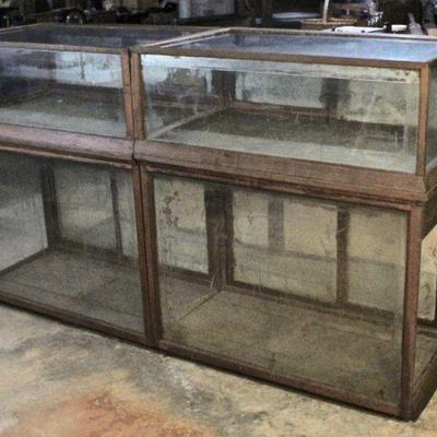 Antique oak mercantile show case - pieces are stacked and the unit is in 4 sections. 