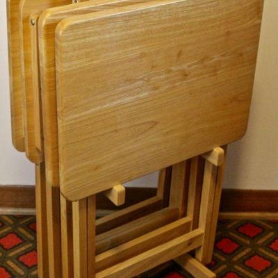 Set of 4 folding "TV tables" and stand.