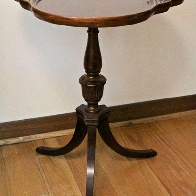  Wood trefoil table.