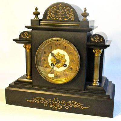 Antique Japy Freres French marble mantle clock with medal of honour stamp.