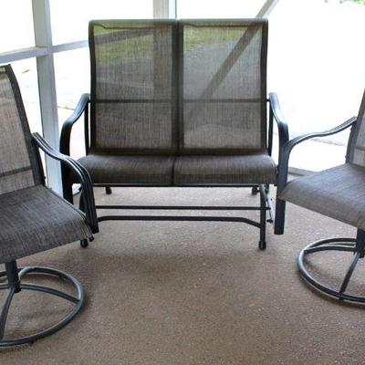 Porch furniture - glider and two chairs.