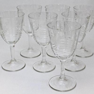 Matched set of Early American Pattern Glass goblets.