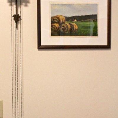 Delightful working cuckoo clock, original, but unsigned, painting.