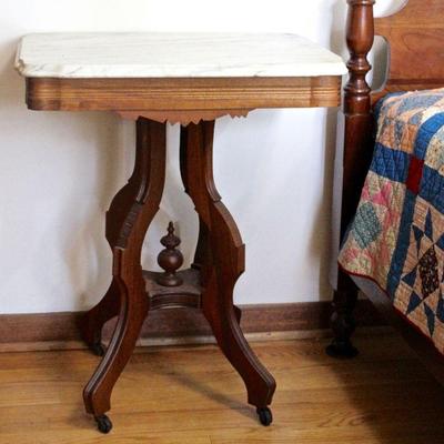  Rectangular, antique Victorian marble top table.
