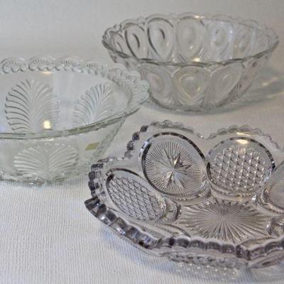 Early American Pattern Glass serving bowls.