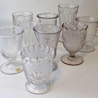 Early American Pattern Glass open sugars & spooners.