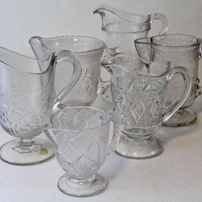 Early American Pattern Glass creamers.