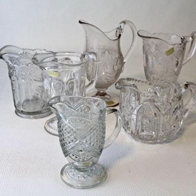 Early American Pattern Glass creamers.