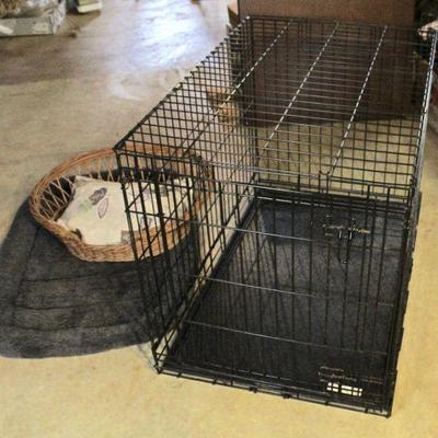 Collapsible metal dog crate 3' x 2' x 27" high, dog bed, basket bed for cat or small dog.