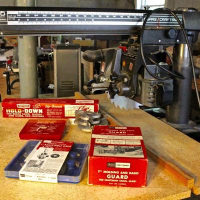 Craftsman 10 inch Radial Saw - Model 113.23111 with accessories.