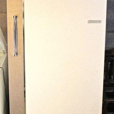 working United upright freezer with lovely turquoise interior