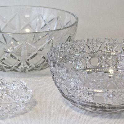 Baccarat serving bowl, faceted serving bowl, and faceted nappy.