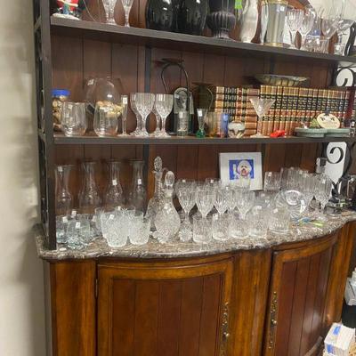 Beautiful bar with wrought iron, crystal and glass stemware