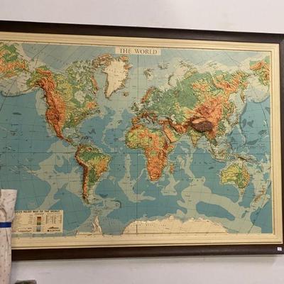 Vintage Raised World Map 