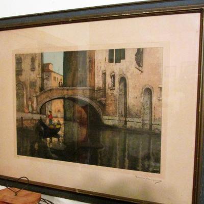 Maurice Bompard "Rio Dei Miracoli, Venice" signed aquatint etching