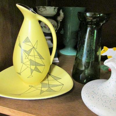 Rare Limburg cubist pitcher & tray