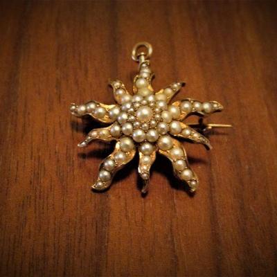 Vintage seed pearl starfish brooch/pendant