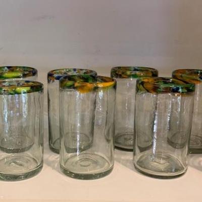  Blown Confetti Rimmed  Glasses  5 1/2 oz.