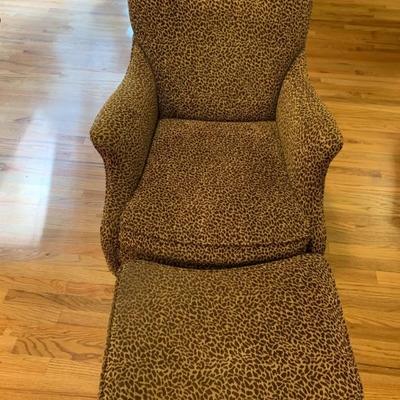 Animal Print Chair and Ottoman