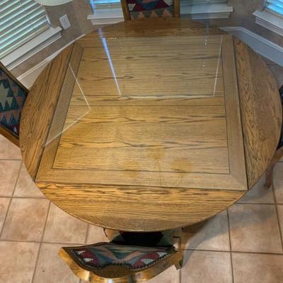 Square to Round 4 Drop Leaf Table with Glass Too for the Square. Includes 4 Chairs