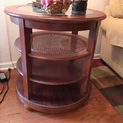 cane and glass 3 tier side table $180
28 X 28