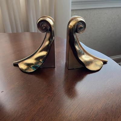 Brass scroll bookends
