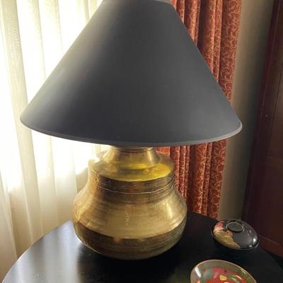 Brass lamp with black shade