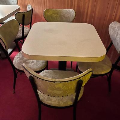 (5) Vintage dining tables with 4 vintage chairs