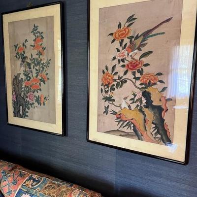 Framed Chinosserie fabric