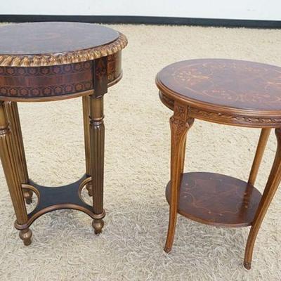 1036	PAIR OF DECORATED LAMP TABLES, LARGEST IS APPROXIMATELY 19 IN X 14 IN X 29 IN HIGH
