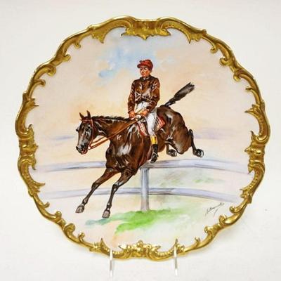 1149	LIMOGES CHARGER	LIMOGES CHARGER W/SIGNED PAINTING OF JOCKEY, 13 1/2 IN
