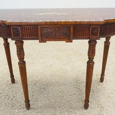 1027	MAITLAND SMITH MAHOGANY HALL TABLE, ONE DRAWER, PAINT DECORATED, APPROXIMATELY 42 IN X 18 IN X 31 IN
