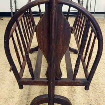 1265	VICTORIAN BENTWOOD CRADLE	VICTORIAN BENTWOOD PAINT DECORATED CRADLE, APPROXIMATELY, 24 IN X 40 IN X 40 IN HIGH
