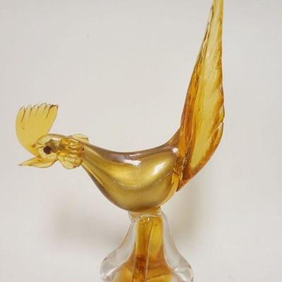 1065	MURANO GLASS PHEASANT, AMBER GLASS W/GOLD FLECK BODY, APPROXIMATELY 16 1/2 IN HIGH

