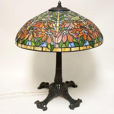 1107	CONTEMPORARY LEADED GLASS TABLE LAMP	CONTEMPORARY LEADED GLASS TABLE LAMP, APPROXIMATELY 28 IN HIGH
