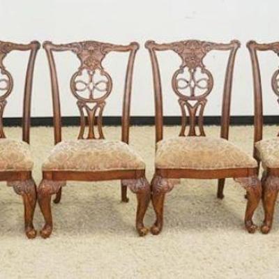 1004	SET OF 6 CHIPPENDALE STYLE CHAIRS W/UPHOLSTERED SEATS, CARVED CRESTS & BALL & CLAW FEET, 2 ARM, 4 SIDE
