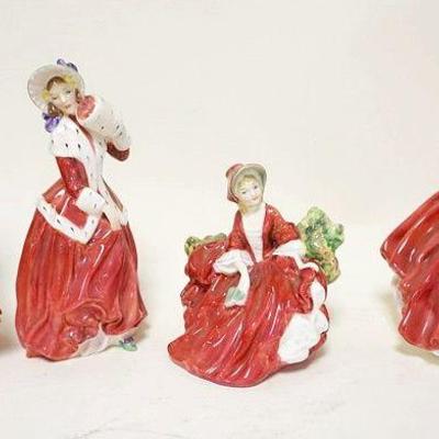 1135	GROUP OF 4 ROYAL DOULTON FIGURES	GROUP OF 4 ROYAL DOULTON FIGURES, AUTUMN LEAVES, TOP OF THE HILL, CHRISTMAS MORNING & LYDIA,...