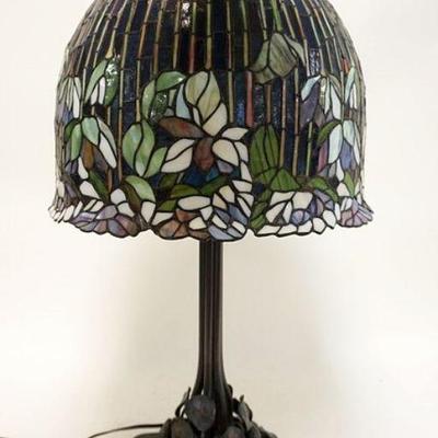 1111	CONTEMPORARY LEADED GLASS TABLE LAMP	CONTEMPORARY LEADED GLASS TABLE LAMP, APPROXIMATELY 27 IN HIGH
