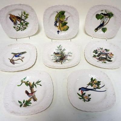 1214	8 ALFRED MEAKIN BIRD PLATES	LOT OF 8 ALFRED MEAKIN BIRD PLATES, 8 1/2 IN, SOME DISCOLORATION UNDER GLAZE
