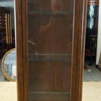 1271	NARROW WALNUT CURIO CABINET	NARROW WALNUT CURIO CABINET WITH GLASS SHELVES AND INTERIOR LIGHT, APPROXIMATELY 23 IN X 17 IN X 76 IN...