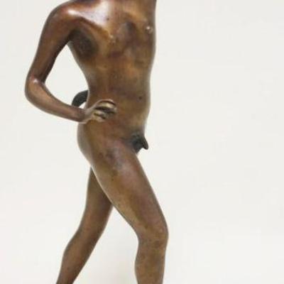 1212	BRONZE NUDE MYTHOLOGICAL STATUE	BRONZE NUDE MYTHOLOGICAL STATUE OF A MAN WITH TAIL, APPROXIMATELY 14 IN HIGH
