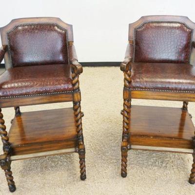 1033	PAIR OF MAITLAND SMITH BILLIARD/POOL TABLE CHAIRS W/LEATHER SEATS & DRAWERS, APPROXIMATELY 23 IN X 26 IN X 46 IN HIGH
