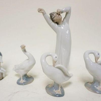 1138	LLADRO LOT OF 5	LLADRO LOT OF 5 INCLUDING GEESE, BOY YAWNING  & BOY HOLDING SHEEP, TALLEST IS APPROXIMATELY 8 1/2 IN HIGH
