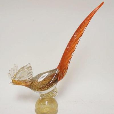 1066	MURANO GLASS PHEASANT, AMBER & RED GLASS W/GOLD FLECK, APPROXIMATELY 16 IN HIGH
