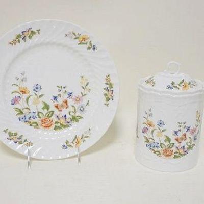 1059	GROUP OF ASSORTED AYNSLEY CHINA *COTTAGE GARDEN* INCLUDING 10 1/2 IN PLATE, VASE & 2 COVERED JARS
