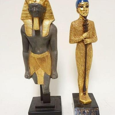 1097	2 ARTISAN GOLD TREASURES EGYPTIAN FIGURES	2 ARTISAN GOLD TREASURES EGYPTIAN FIGURES, LARGEST IS APPROXIMATELY 13 1/2 IN HIGH
