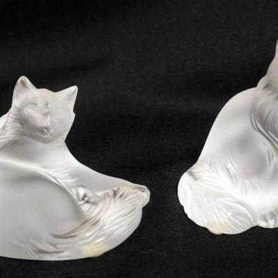 1158	2 LALIQUE CAT FIGURES	2 LALIQUE CAT FIGURES, TALLEST IS APPROXIMATELY 3 1/2 IN HIGH

