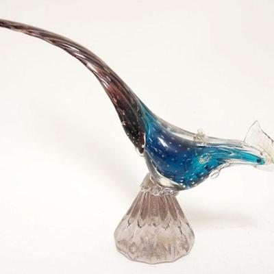 1069	MURANO GLASS PHEASANT, AMBER & BLUE GLASS, APPROXIMATELY 10 1/2 IN
